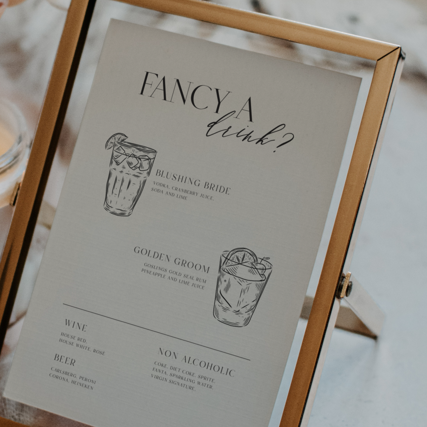 Bar menu - Signature drinks (frame not included)